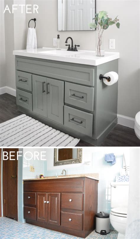 This bathroom had one big mirror and one sink in it, but there's plenty of space for a second sink and even more storage. DIY Bathroom Vanity Makeover