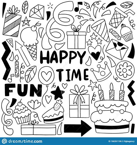 Hand Drawn Party Doodle Happy Birthday Ornaments Background