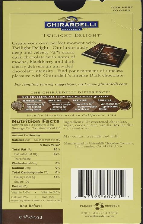 Ghirardelli Dark Chocolate With Caramel Nutrition Nutrition Pics