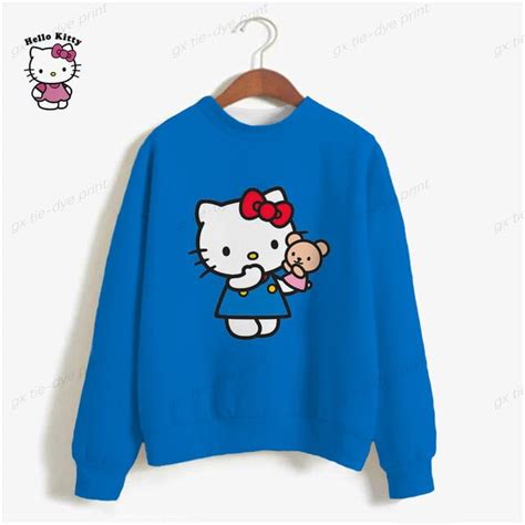 Autumn Hoodies Hello Kitty Thin Chic Sweatshirt Women Harajuku Pullovers Korean Fashion Matching