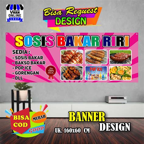 Spanduk Banner Jualan Sosis, Seafood, Bakar Bakaran Keren, Murah