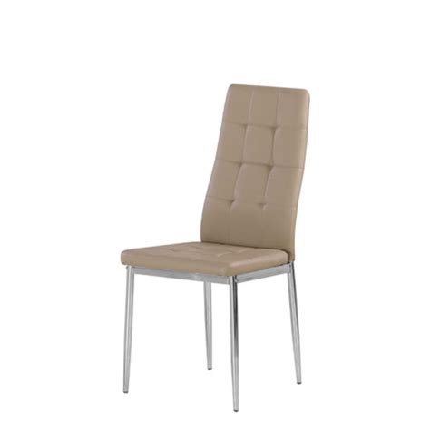 Cosmo Dining Chair In Taupe Faux Leather With Chrome Legs | Sale