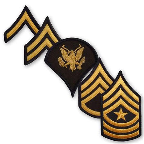 Army Service Uniform Sew On Rank Patches Sold In Sets Pvt To Sgm