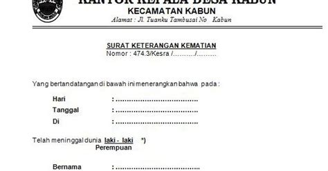 Contoh surat kematian dari desa 2021. Contoh Surat Kematian Dari Desa - Contoh Surat Ahli Waris ...