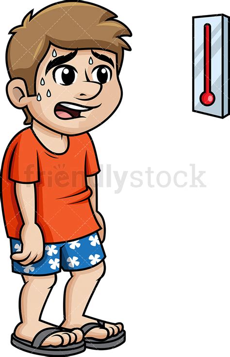 Man Sweating In The Summer Cartoon Vector Clipart
