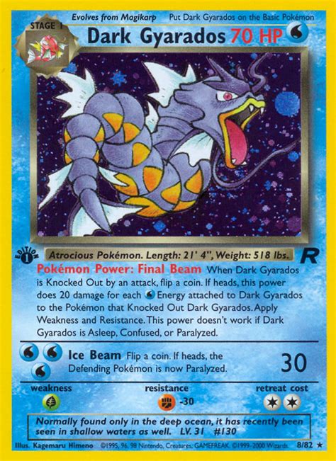 Dec 10, 2007 · that could earn you about 10 bucks, maybe 15, depending on the collector. Dark Gyarados Team Rocket Card Price How much it's worth ...