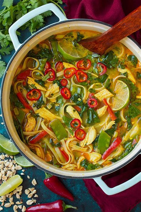 Chicken soup can be a relatively low fat food: Thai Coconut Curry Chicken Soup - Cooking Classy