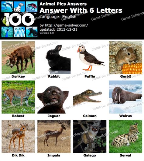 Five Letter Animals