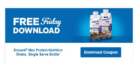 Free Ensure Max Protein Nutrition Shakes Download Coupon Today August 10th Common Sense