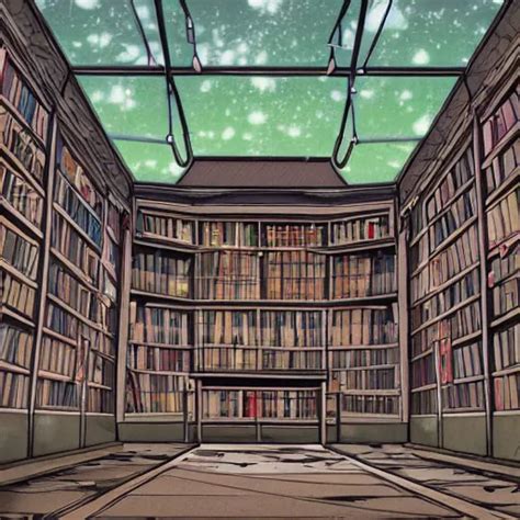Anime Key Visual Of A Empty Abandoned Library In A Stable Diffusion