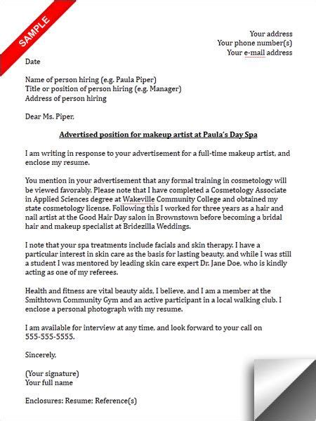 Best makeup artist cover letter. Makeup Artist Cover Letter Sample | Cover letter sample ...