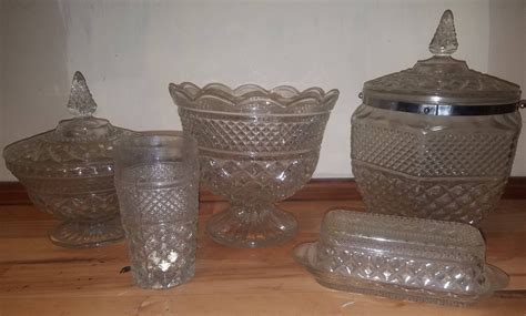 5pc Set Of Anchor Hocking Wexford Pattern Glassware