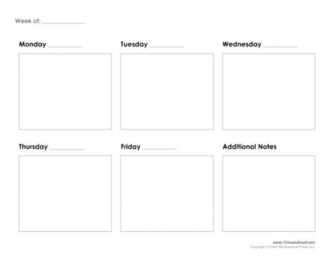 5 Day Weekly Calendar Printable Example Calendar Printable