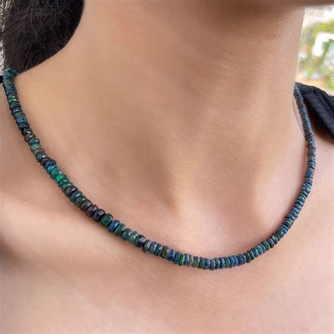 45 CT Black Opal Bead Necklace Faceted Bead Necklace Opal Etsy