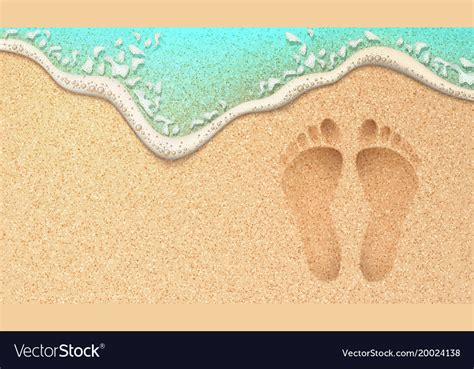 Realistic Human Footprint On Sea Beach Sand Vector Image