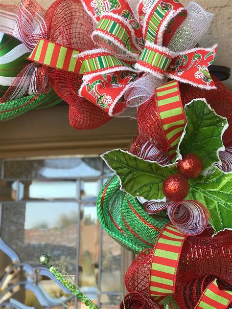 Outdoor Christmas Garland With Lights Red And Green Christmas Door
