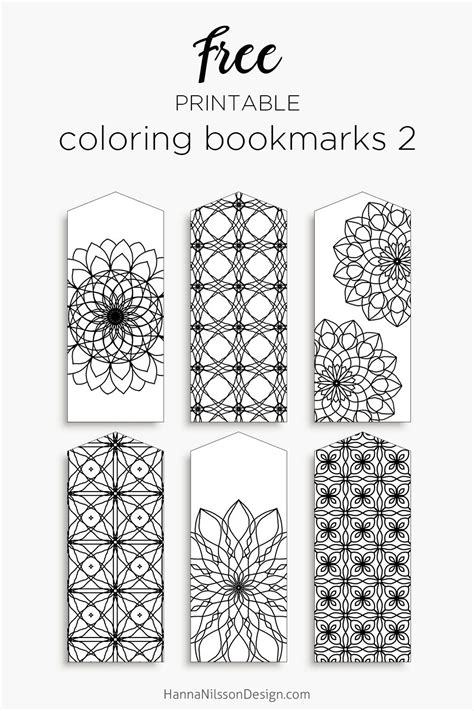 free printable bookmarks to color with intricate desi