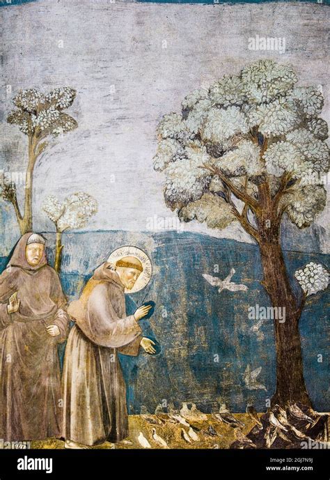 Assisi Umbria Italy Fresco Of St Francis Of Assisi Preaching To The