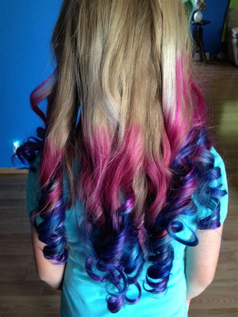 Pink Blue And Purple Colored Hair Ends Hair Pinterest Her