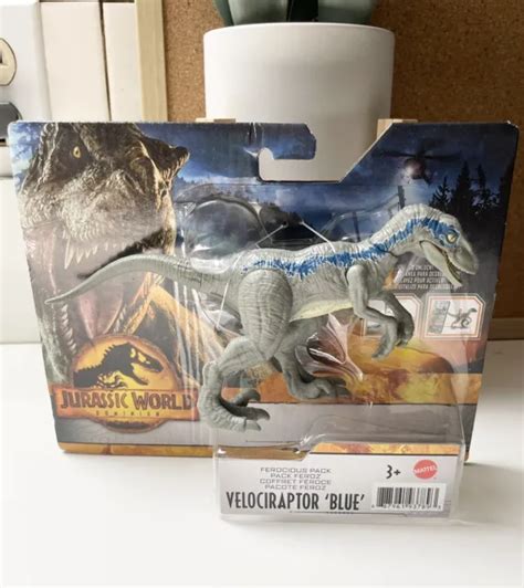 Mattel Jurassic World Dominion Ferocious Pack Velociraptor Blue Dinosaur Toy New Eur 562
