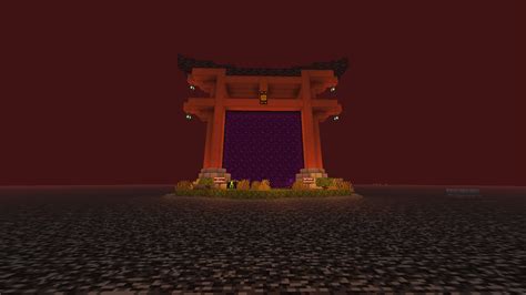 Torii Gate Nether Portal On The Nether Ceiling Minecraft
