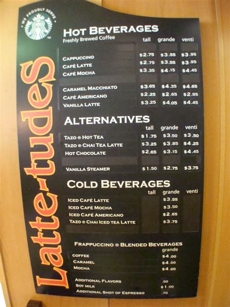 Открыть страницу «the goods cafe» на facebook. Photo: Menu - Starbucks at Cafe Latte-Tudes on Deck 6 ...