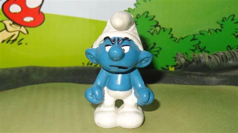 Smurfs Grumpy Angry Mad Smurf Rare Vintage Unique Toy Display Figurine