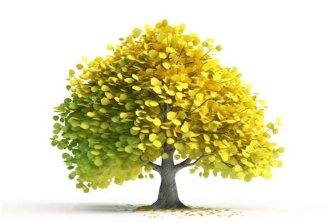 Premium Ai Image Yellowleaved Tree On A White Background Generative Ai