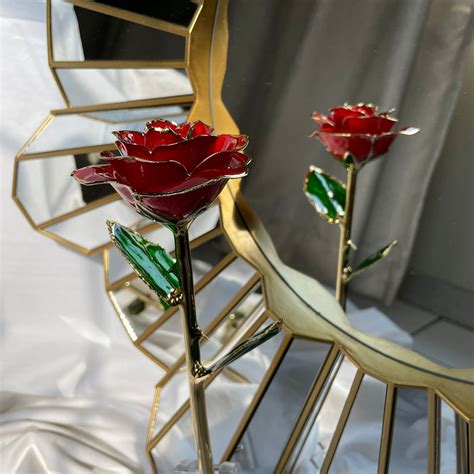 24k Gold Plated Everlasting Red Rose Diorella Roses