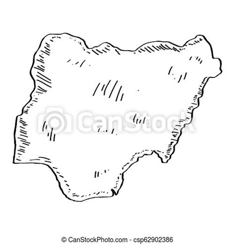 Sketch Of A Map Of Nigeria Vector Illustration Design Canstock