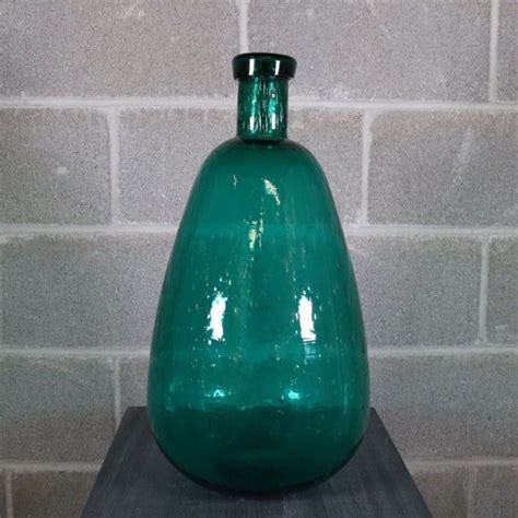 47cm Teal Glass Floral Home Shelf Decor Vase Jar Jug Bottle Etsy In 2020 Shelf Decor Vases