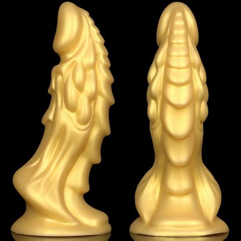 Toamit Gold Huge Monster Dildo Realistic Dragon Dildo Suction Cup Sex