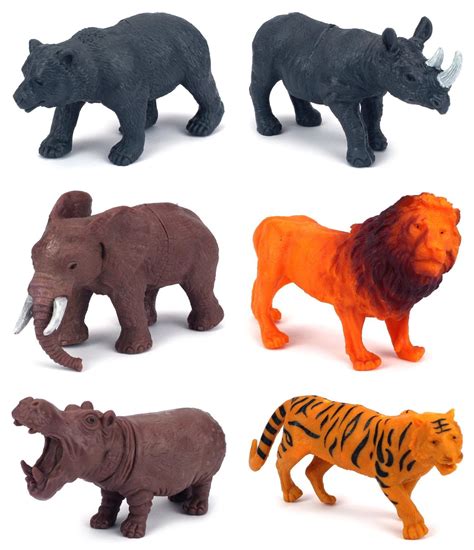 Jungle Animals 6 Piece Toy Animal Figures Playset Includes A Variety