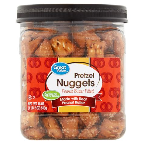 Great Value Peanut Butter Filled Pretzel Nuggets Canister 18 Oz