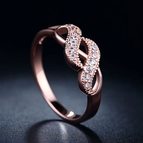 vintage gold color jewelry rings for women rose gold 585 plated cubic zirconia jewelry bijoux