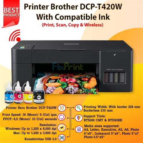 Promo Printer Brother Dcp T420w T420 Inkjet Aio Wifi Broter T 420