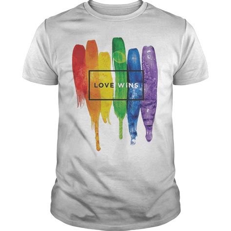 Lgbt Love Wins Rainbow Paint Typographic Premium Mens And Womens T Shirt