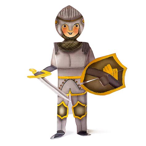 Illustrated Paper Doll Knight Papercatdesign