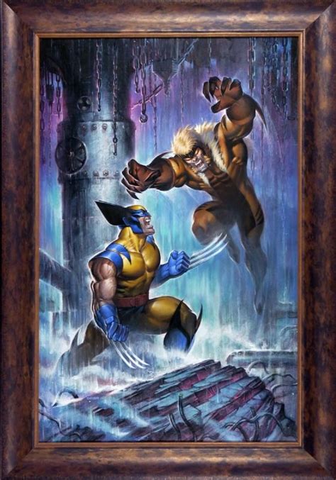 Wolverine Vs Sabretooth Poster Art Joe Chiodo Large And Powerful
