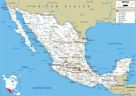 Large Size Road Map Of Mexico Worldometer