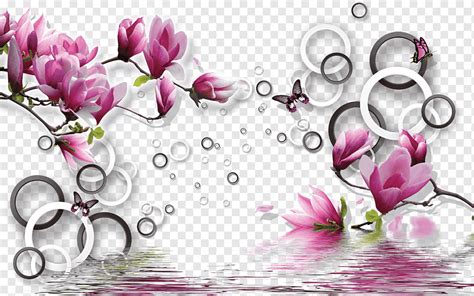 Pin amazing png images that you like. Paper Painting Wall Mural, 3D background Magnolia, pink ...