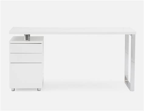 White Lacquered Desk With Storage Cabinet Desk 160cm 63 Structube