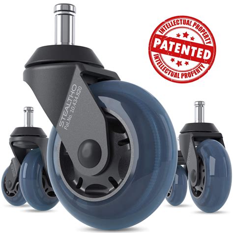 Office Chair Caster Wheels With Brakes 2 Inch Pu Swivel Rubber Caster