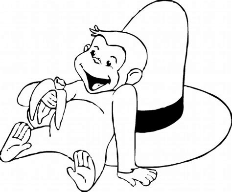 Free Kids Coloring: Curious George - Eating a Banana