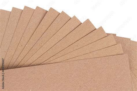 Set Of Cardboard Layer Pads Sheets Of Recycled Paperboard Isolated On