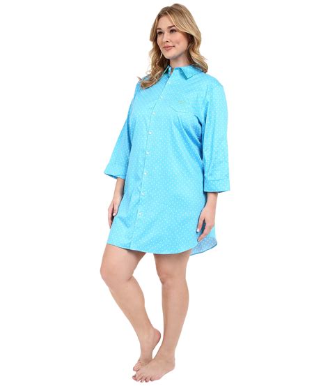 Lyst Lauren By Ralph Lauren Plus Size Sateen 34 Sleeve Sleepshirt In