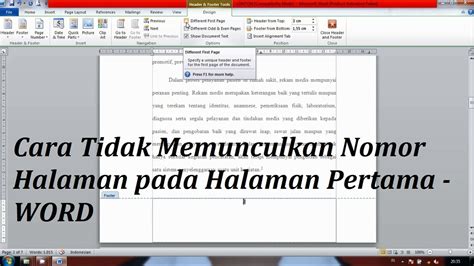 Terima kasih dr ot.kalau ada butang like memang saya tekan banyak2 kali.hehe. Agar Halaman Pertama Tidak Ada Page Numbernya - Inti Soal