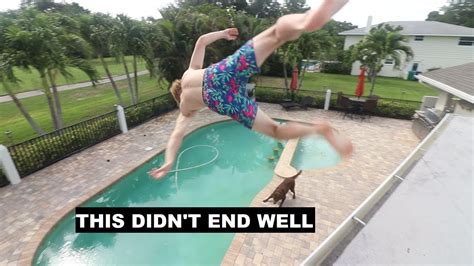 JUMPING OFF ROOF INTO POOL GONE WRONG YouTube