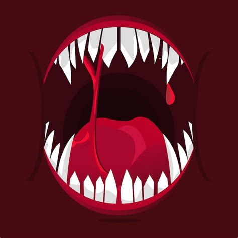 Premium Vector Vector Illustration Of A Cute Monster Mouth Template