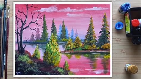 Red Sky How To Paint Beautiful Scenery With Poster Color Youtube